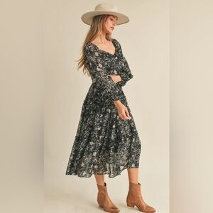 Coldwater Creek Floral Black and White Dress
